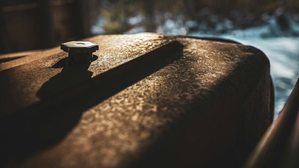 Closeup shot of a rusty tractor part